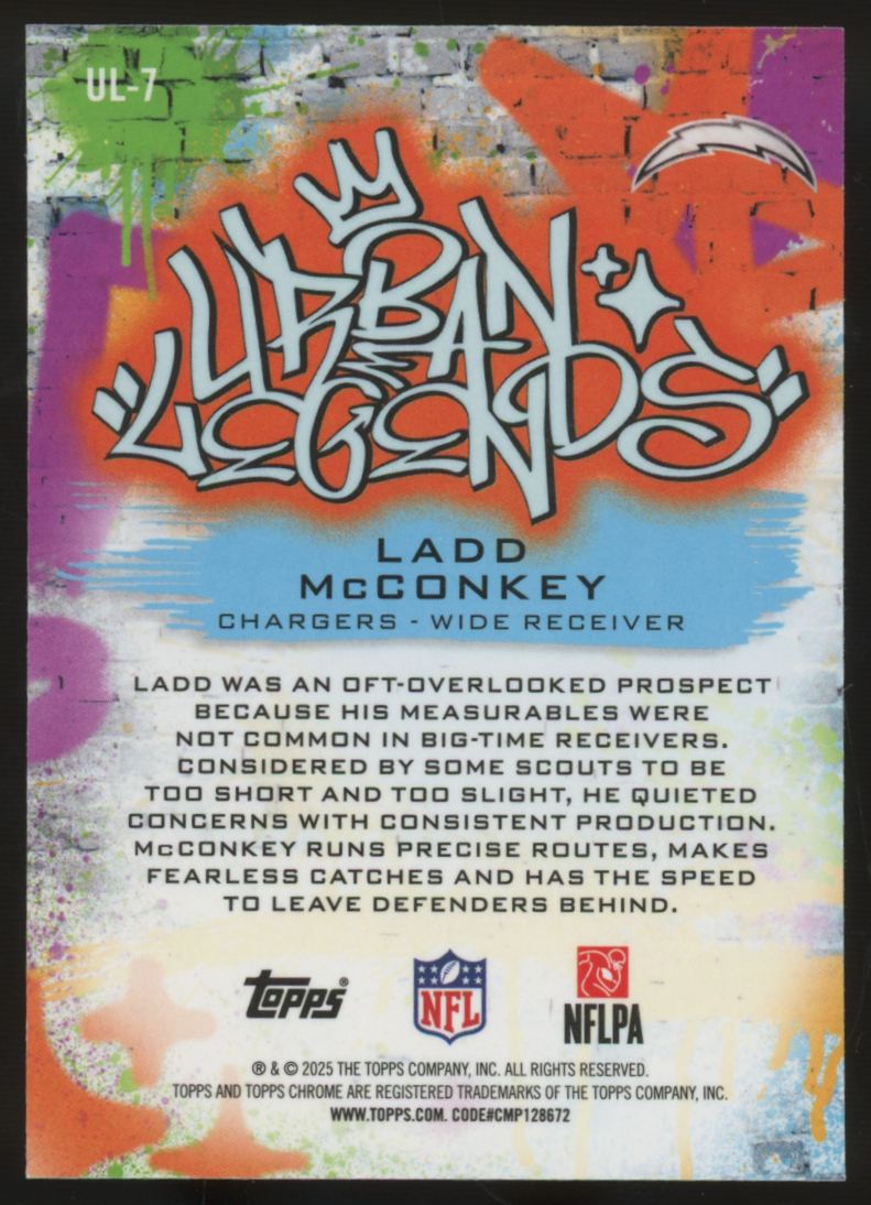2025 Topps Chrome Ladd McConkey Urban Legends SSP #UL-7 "A"