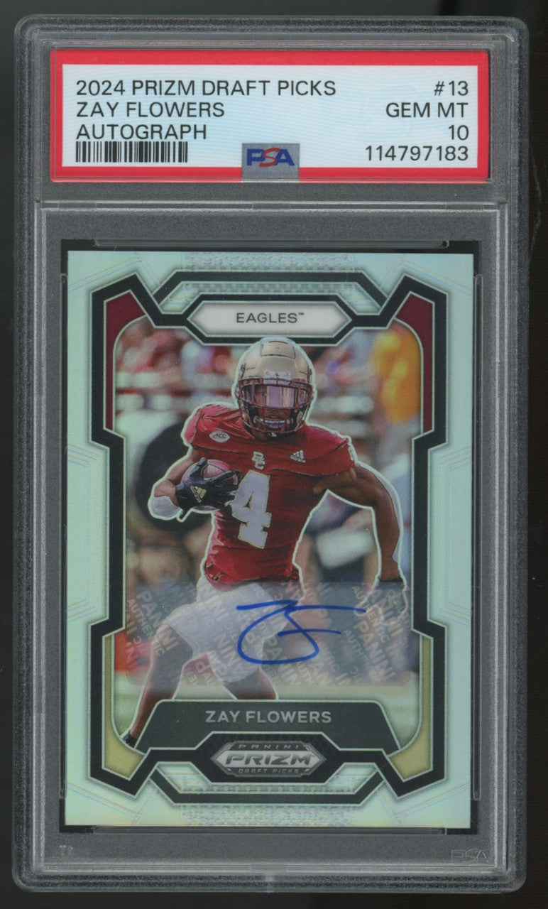 2024 Panini Prizm Draft Zay Flowers Auto #13 PSA 10