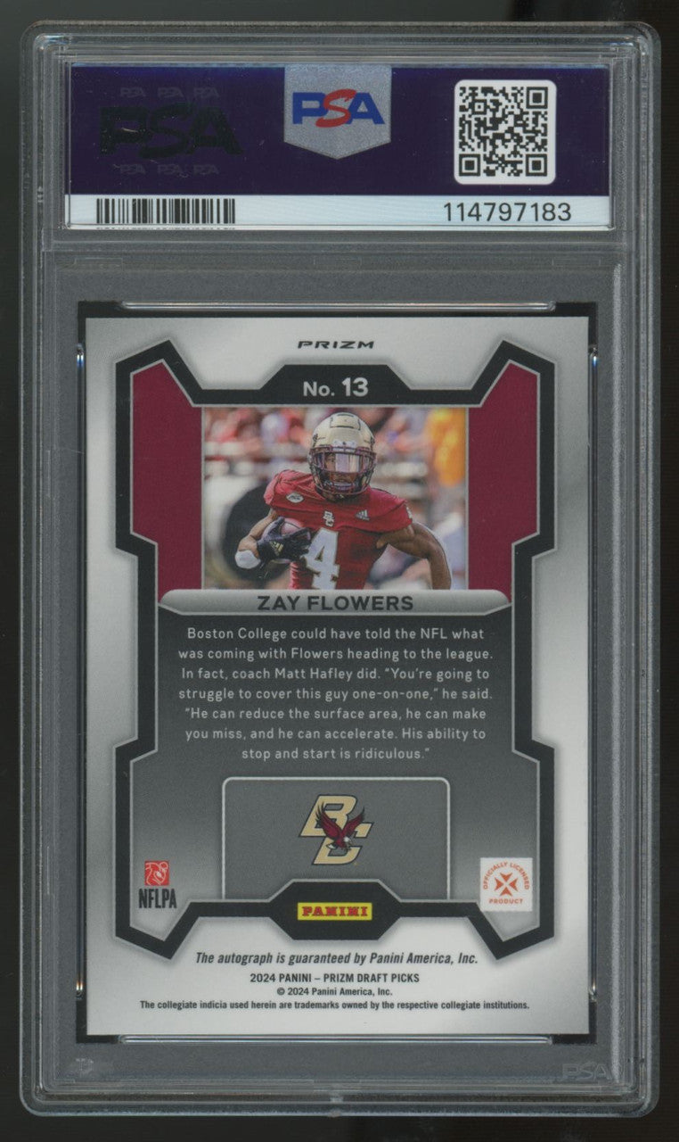 2024 Panini Prizm Draft Zay Flowers Auto #13 PSA 10