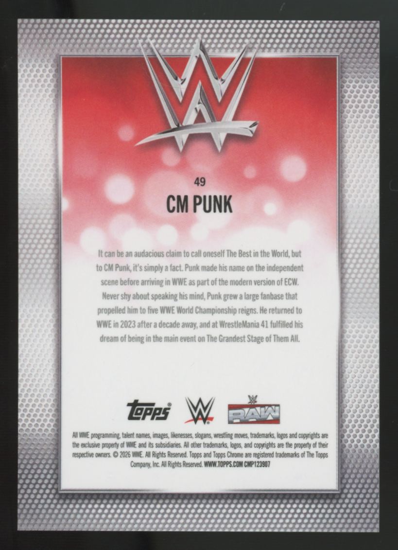 2026 Topps Chrome WWE CM Punk Gold Refractor /50 #49