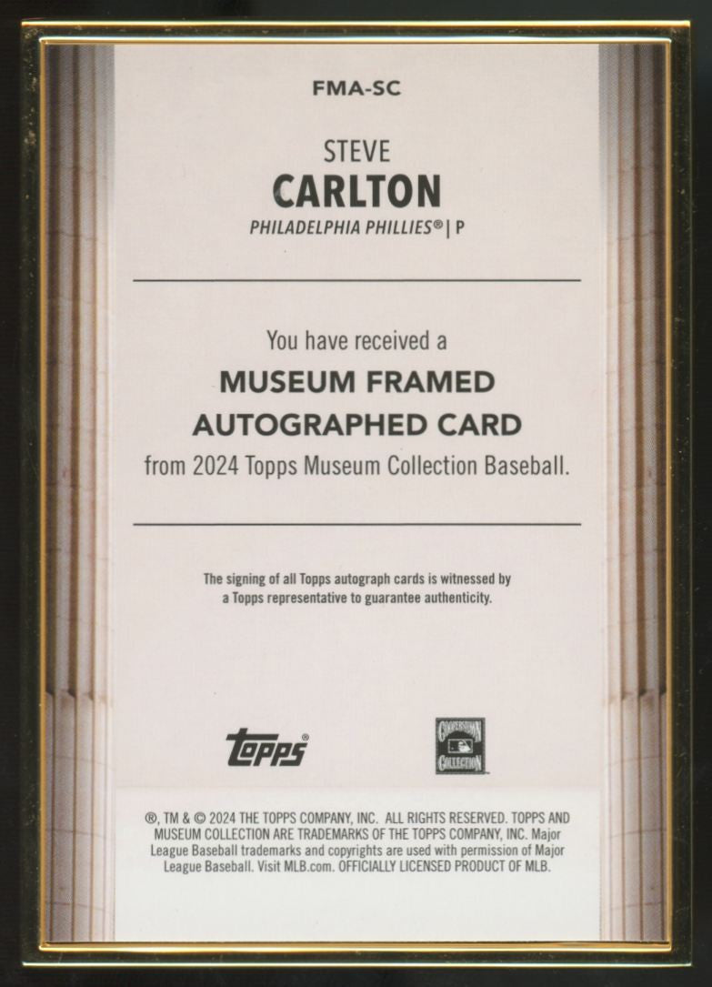 2024 Topps Museum Collection Steve Carlton Framed Auto Gold /10 #FMA-SC