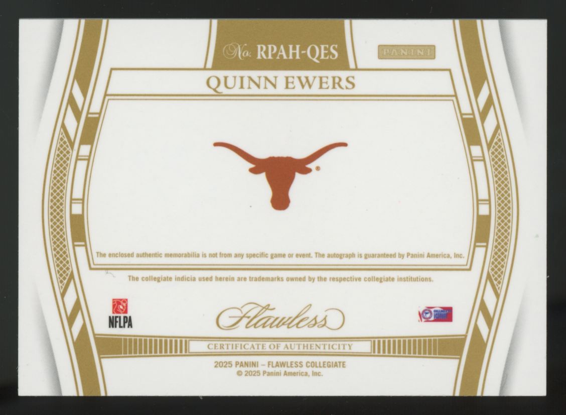 2025 National Treasures Quinn Ewers RC Emerald Horizontal Patch Auto RPA /5