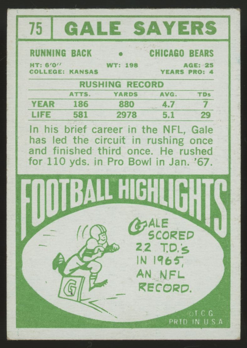 1968 Topps Gale Sayers #75 EX