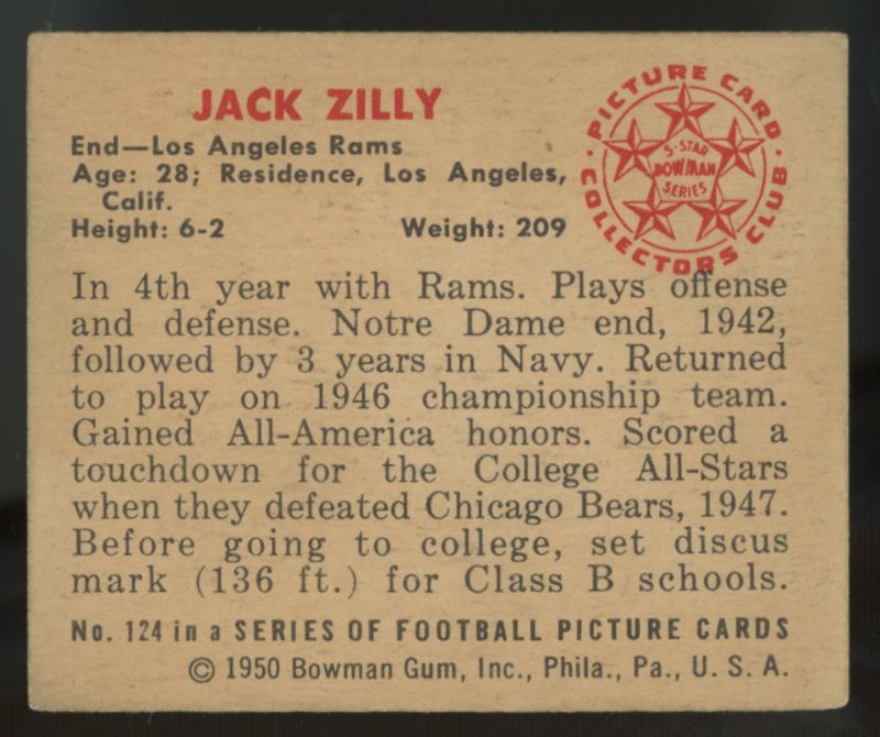 1950 Bowman Jack Zilly #124 EX