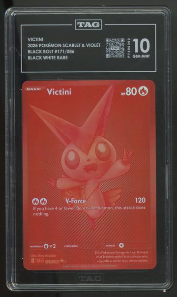 2025 Pokemon Victini Black Bolt Black White Rare #171 TAG 10