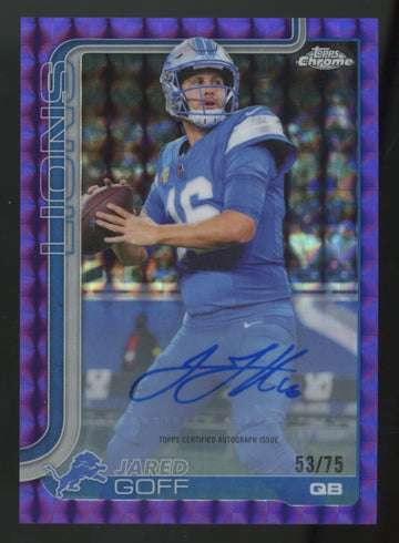 2025 Topps Chrome Jared Goff Purple Geometric Auto /75 #BA-JGO