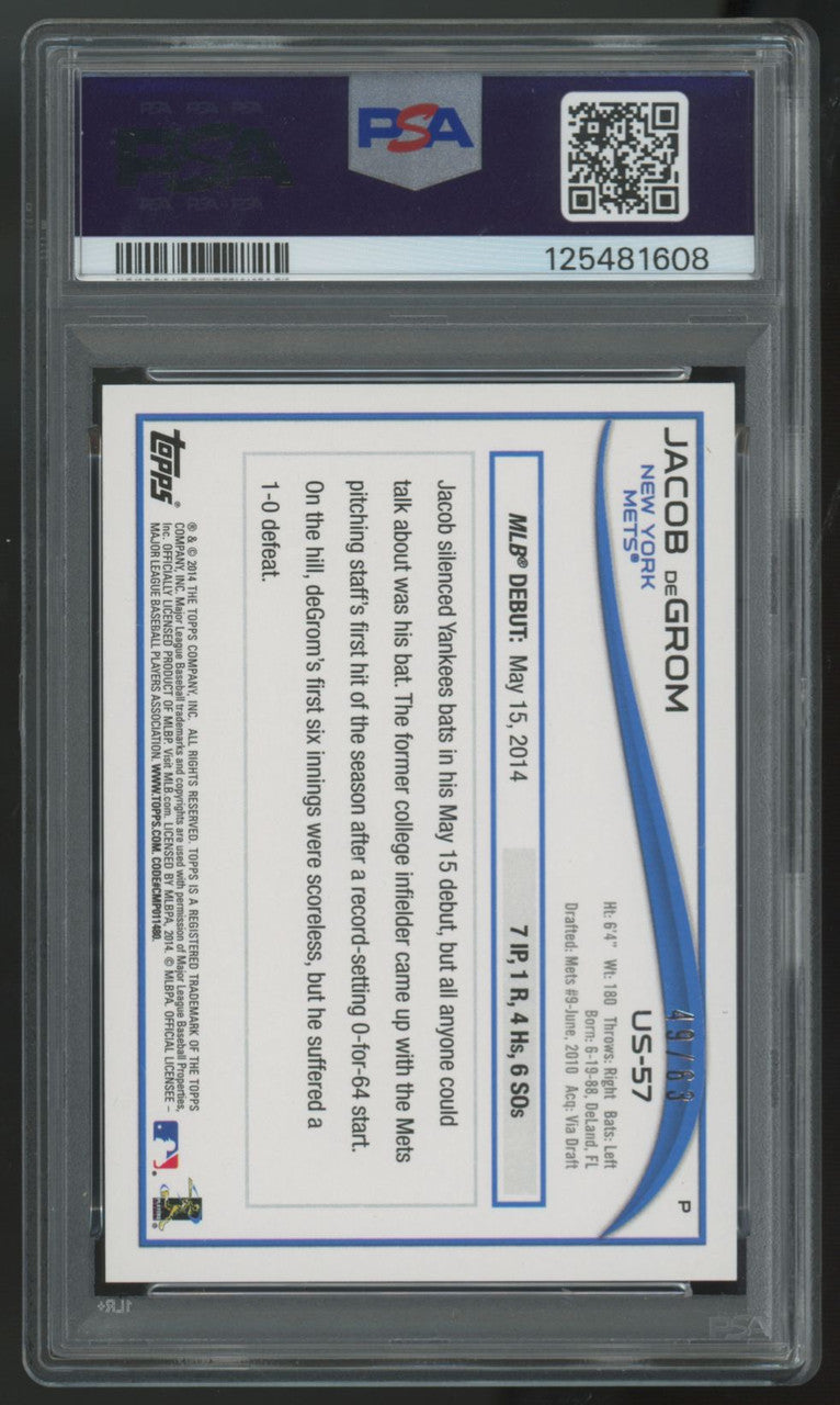 2014 Topps Update Jacob DeGrom RC Black /63 #US-57 PSA 6