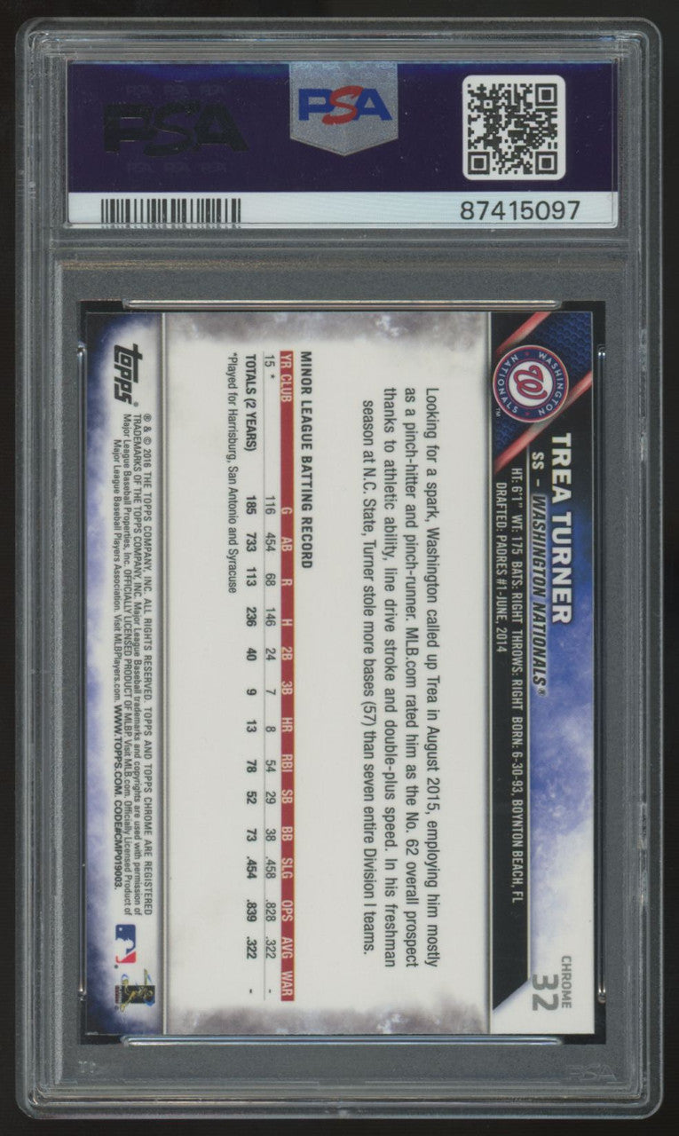 2016 Topps Chrome Trea Turner RC Prism Refractor #32 PSA 9