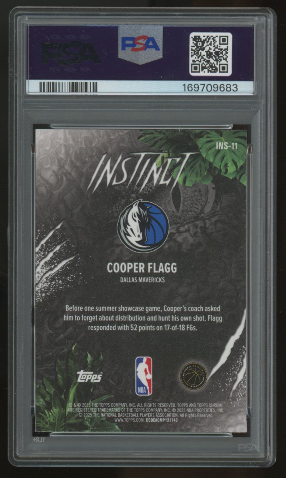 2025-26 Topps Chrome Cooper Flagg RC Instinct #INS-11 PSA 9