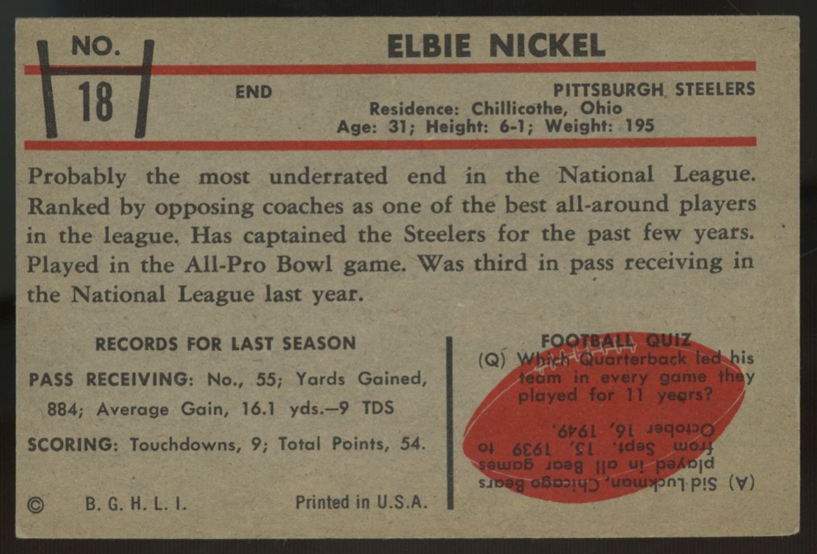 1953 Bowman Elbie Nickel #18 EX+