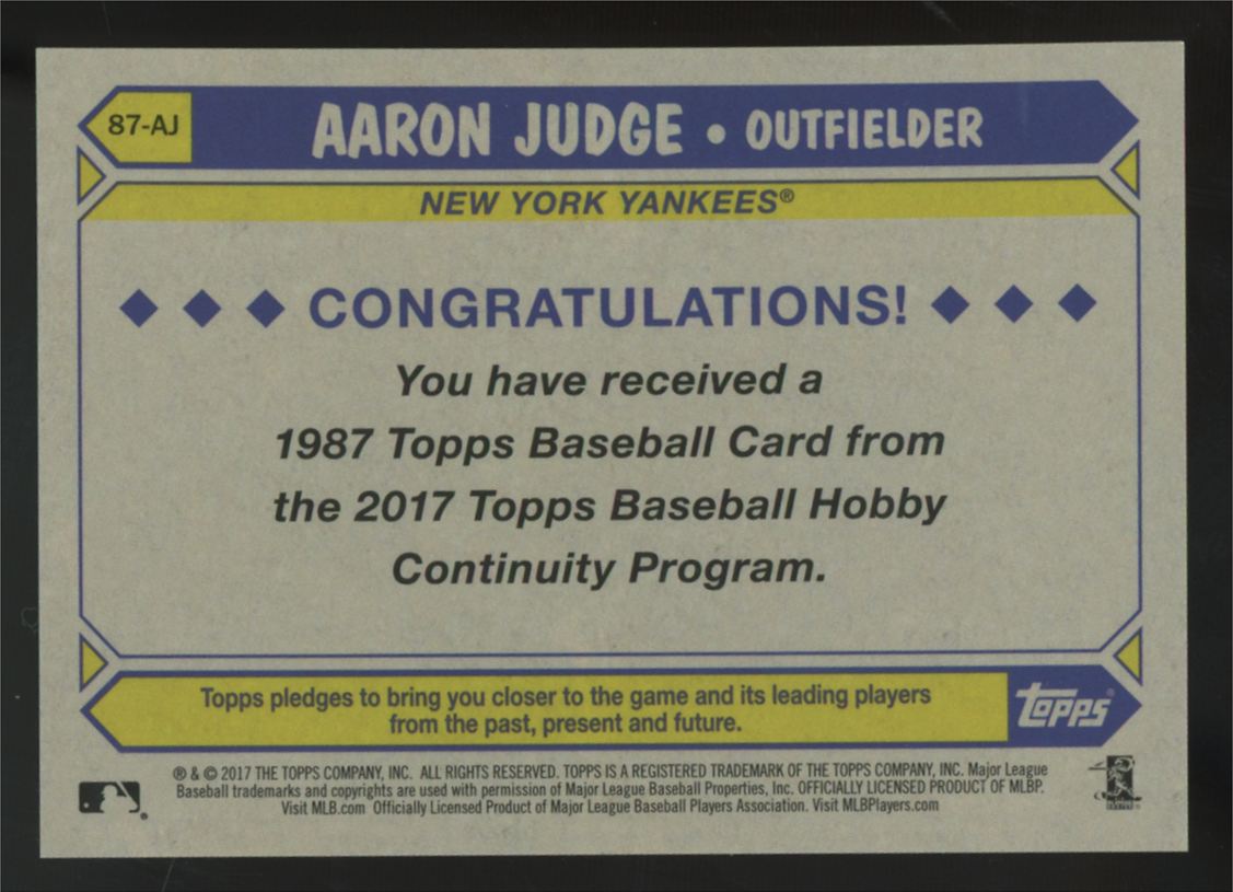 2017 Topps Silver Pack Aaron Judge RC 1987 Variant #87-AJ