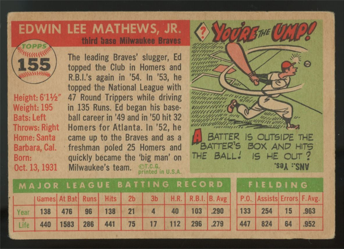 1955 Topps Ed Matthews #155 Good