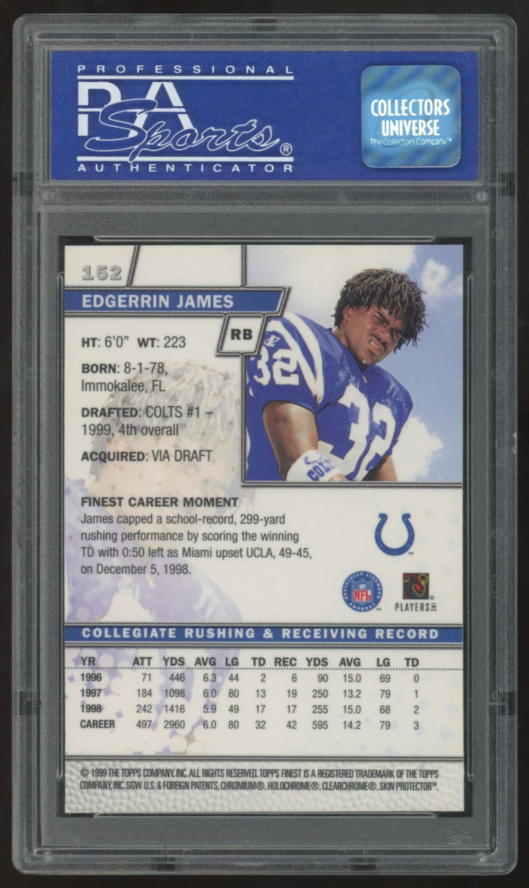 1999 Topps Finest Edgerrin James RC #152 PSA 9
