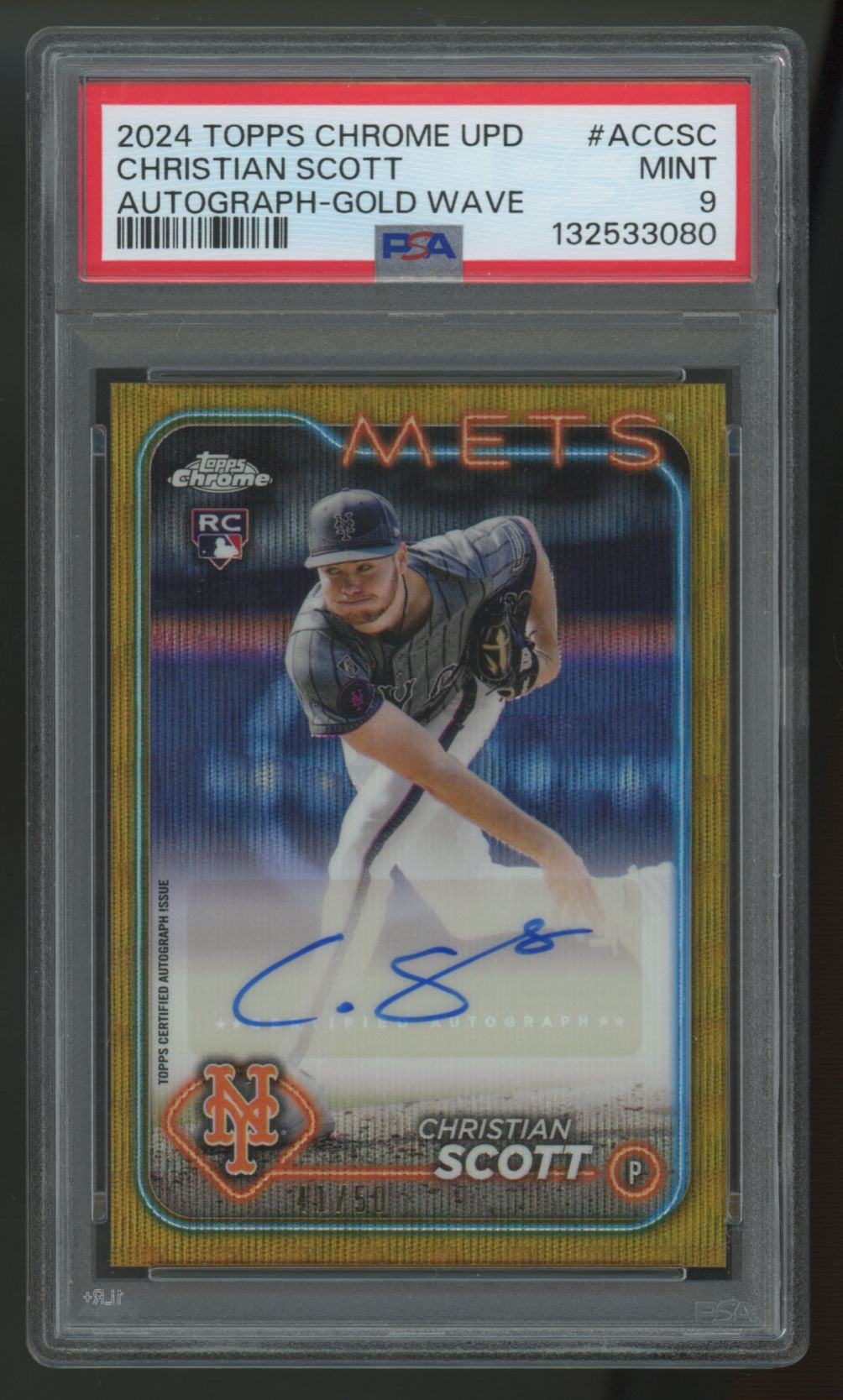 2024 Topps Chrome Update Christian Scott RC Gold Wave Auto /50 #AC-CSC PSA 9