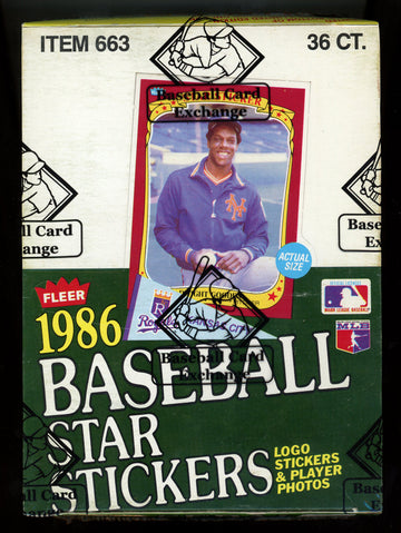 1986 Fleer Baseball Star Stickers Box BBCE Wrapped And Sealed