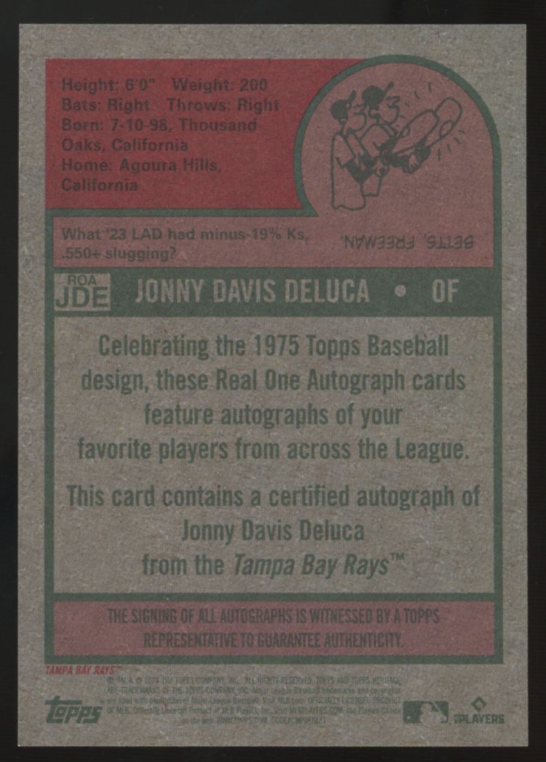 2024 Topps Heritage High Number Jonny Deluca RC Real One Red Ink Auto /75