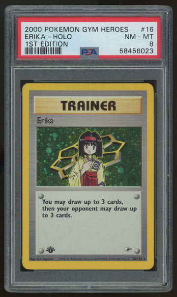 2000 Pokemon Erika Gym Heroes 1st Edition Holo #16 PSA 8