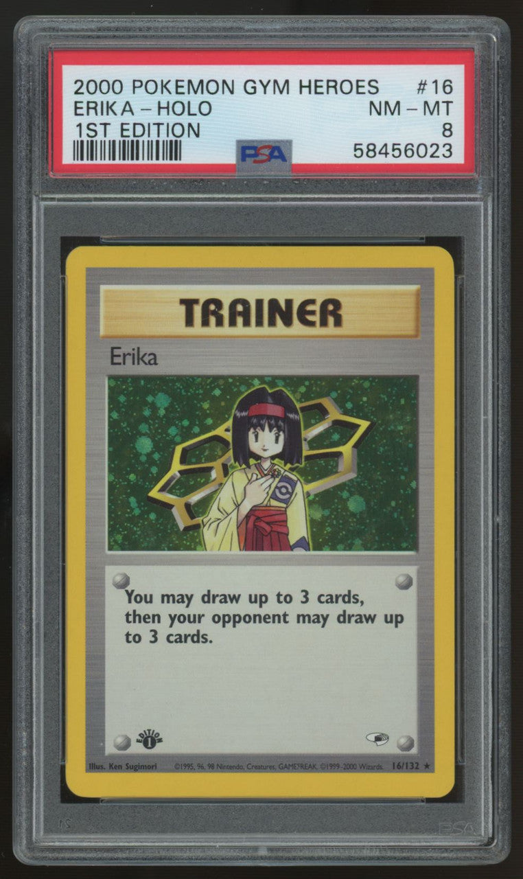2000 Pokemon Erika Gym Heroes 1st Edition Holo #16 PSA 8