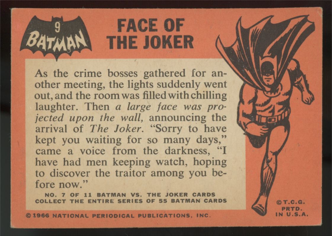 1966 Topps Batman Face Of The Joker #9 VG