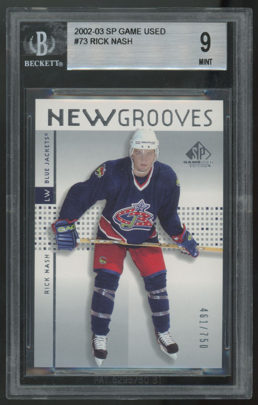 2002-03 Upper Deck SP Game Used Rick Nash RC New Grooves /750 #73 BGS 9