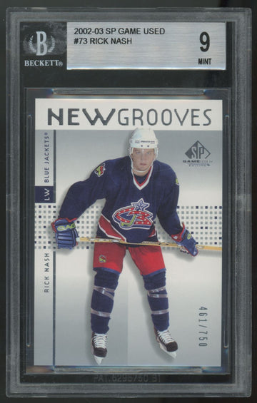 2002-03 Upper Deck SP Game Used Rick Nash RC New Grooves /750 #73 BGS 9
