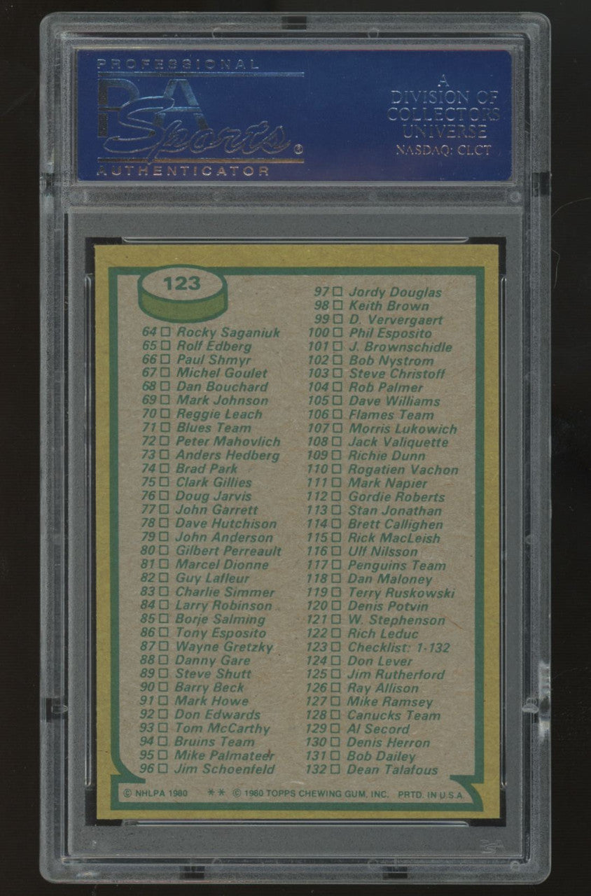 1980-81 Topps Checklist 1-132 #123 PSA 9