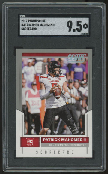 2017 Score Patrick Mahomes RC #403 Scorecard SGC 9.5
