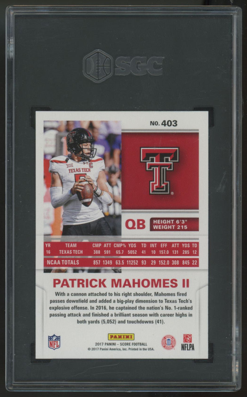 2017 Score Patrick Mahomes RC #403 Scorecard SGC 9.5