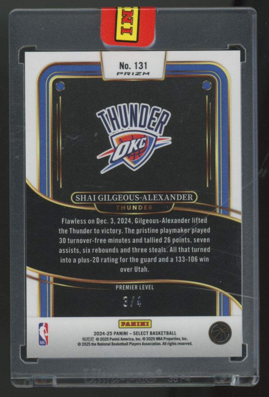 2024-25 Panini Select Shai Gilgeous-Alexander Premier Level Pink /4 #131