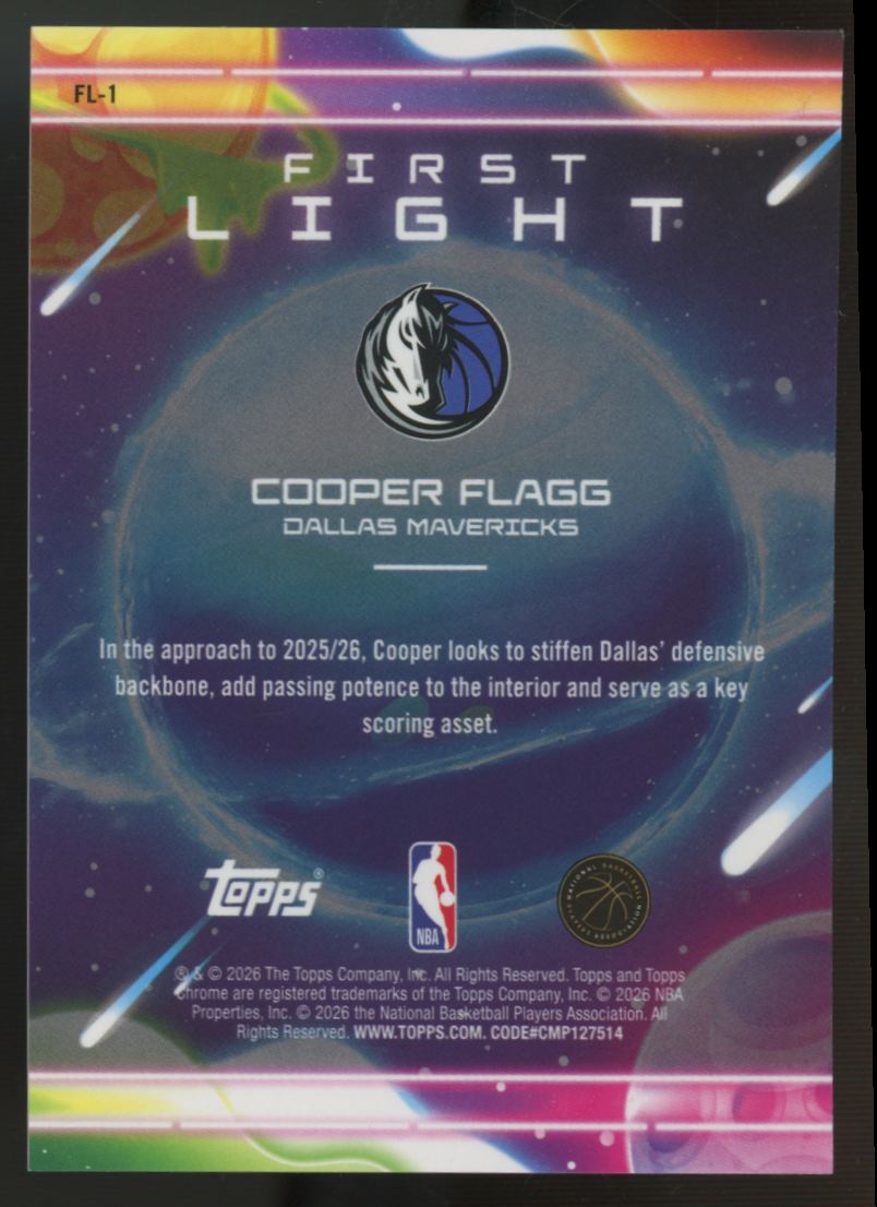 2025-26 Topps Chrome Cosmic Cooper Flagg RC First Light SSP #FL-1