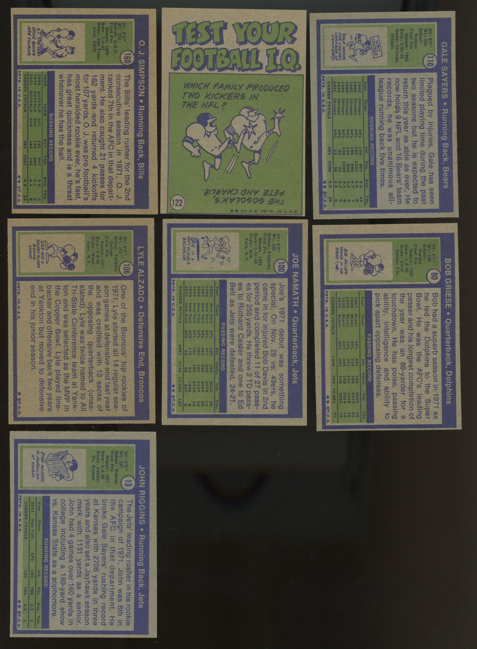 1972 Topps Football Complete Set (351) NM Staubach RC