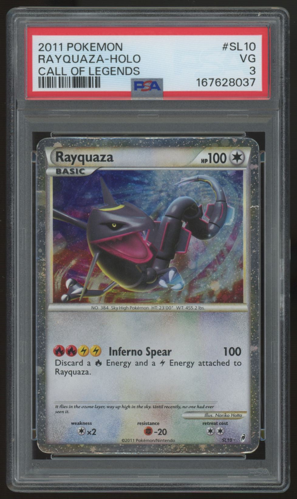 2011 Pokemon Rayquaza Call of Legends Holo #SL10 PSA 3