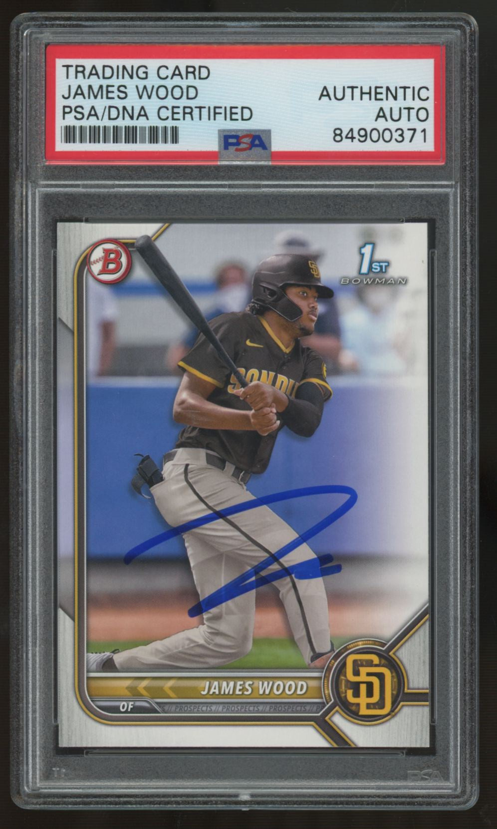 2022 Bowman James Wood 1st Prospects Signed IP Auto #BP-108 PSA Authentic