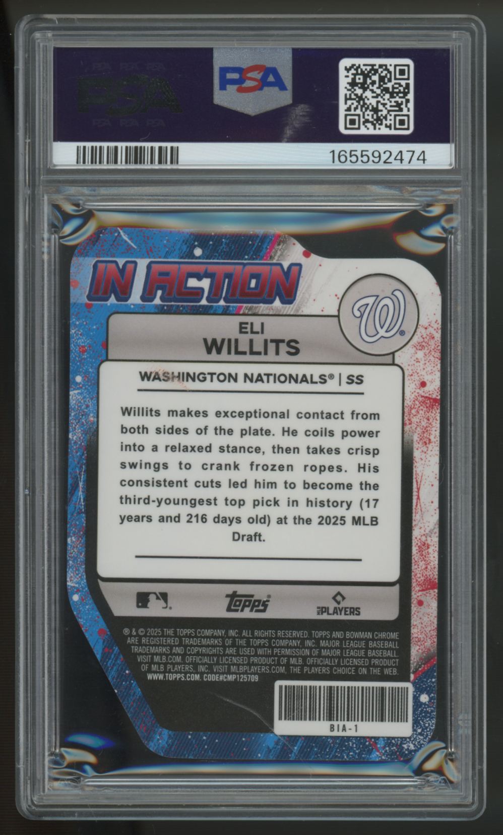 2025 Bowman Chrome Draft Eli Willits In Action #BIA-1 PSA 10