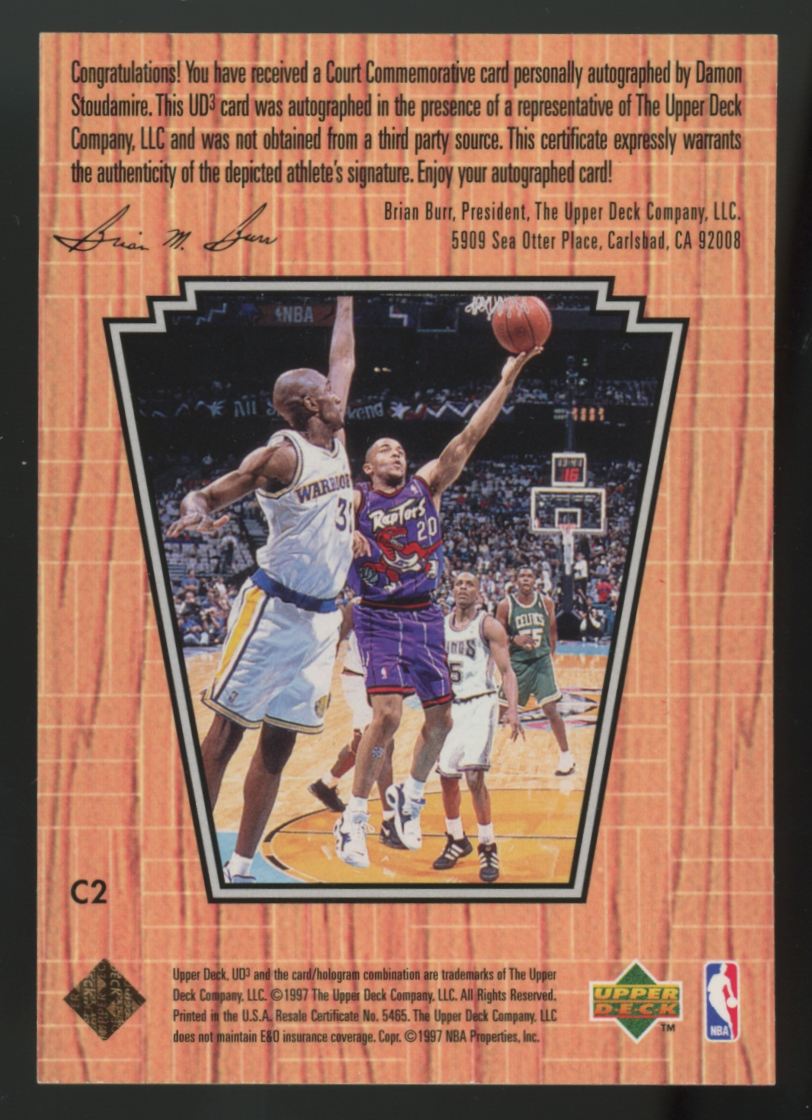 1996-97 UD3 Damon Stoudamire Court Commemoratives Auto #C2