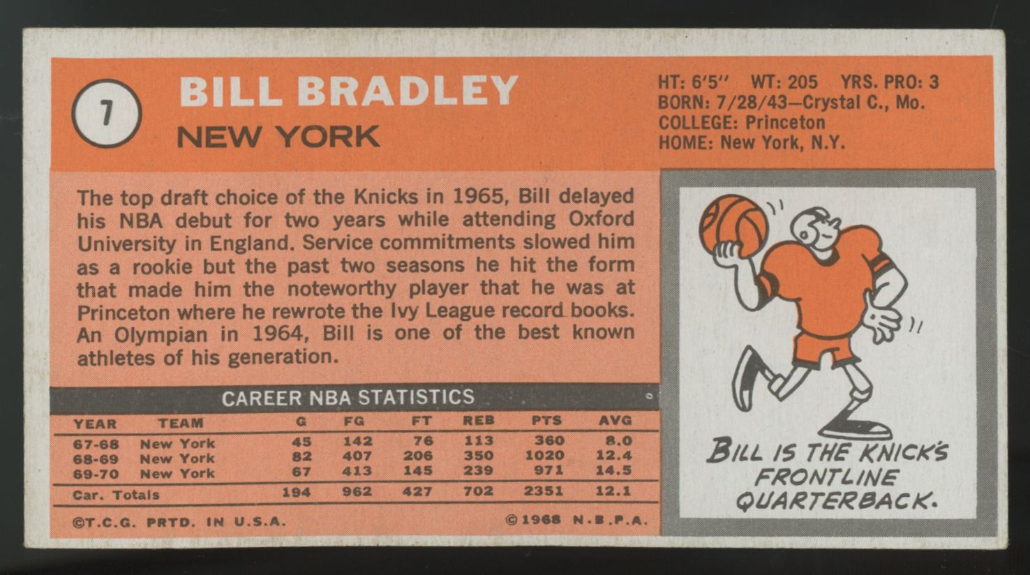 1970-71 Topps Bill Bradley #1 VG/EX