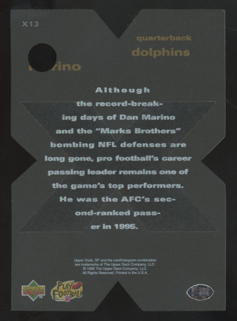 1996 Upper Deck SP Dan Marino Explosive #X13 (Hole Punch)