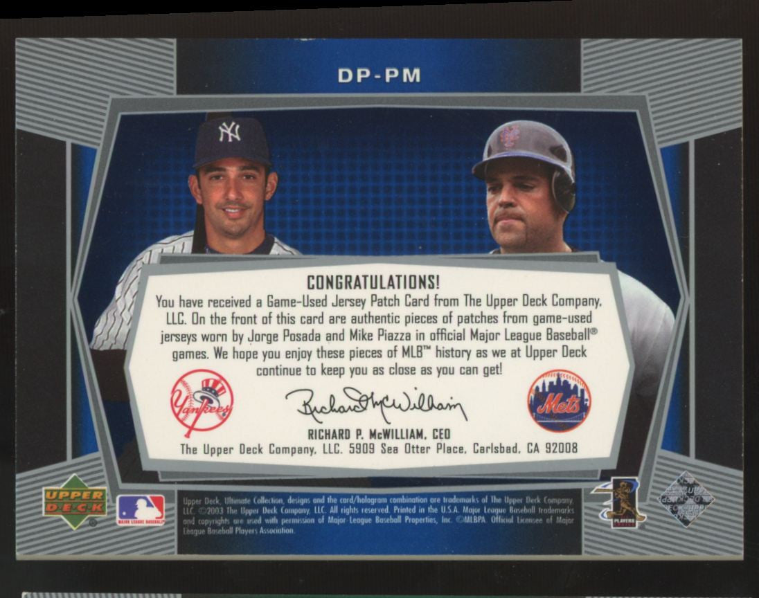 2003 Ultimate Collection Mike Piazza Jorge Posada Dual Patch /73 #DP-PM