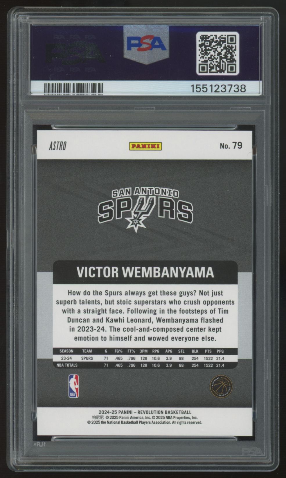 2024-25 Panini Revolution Victor Wembanyama Astro #79 PSA 9