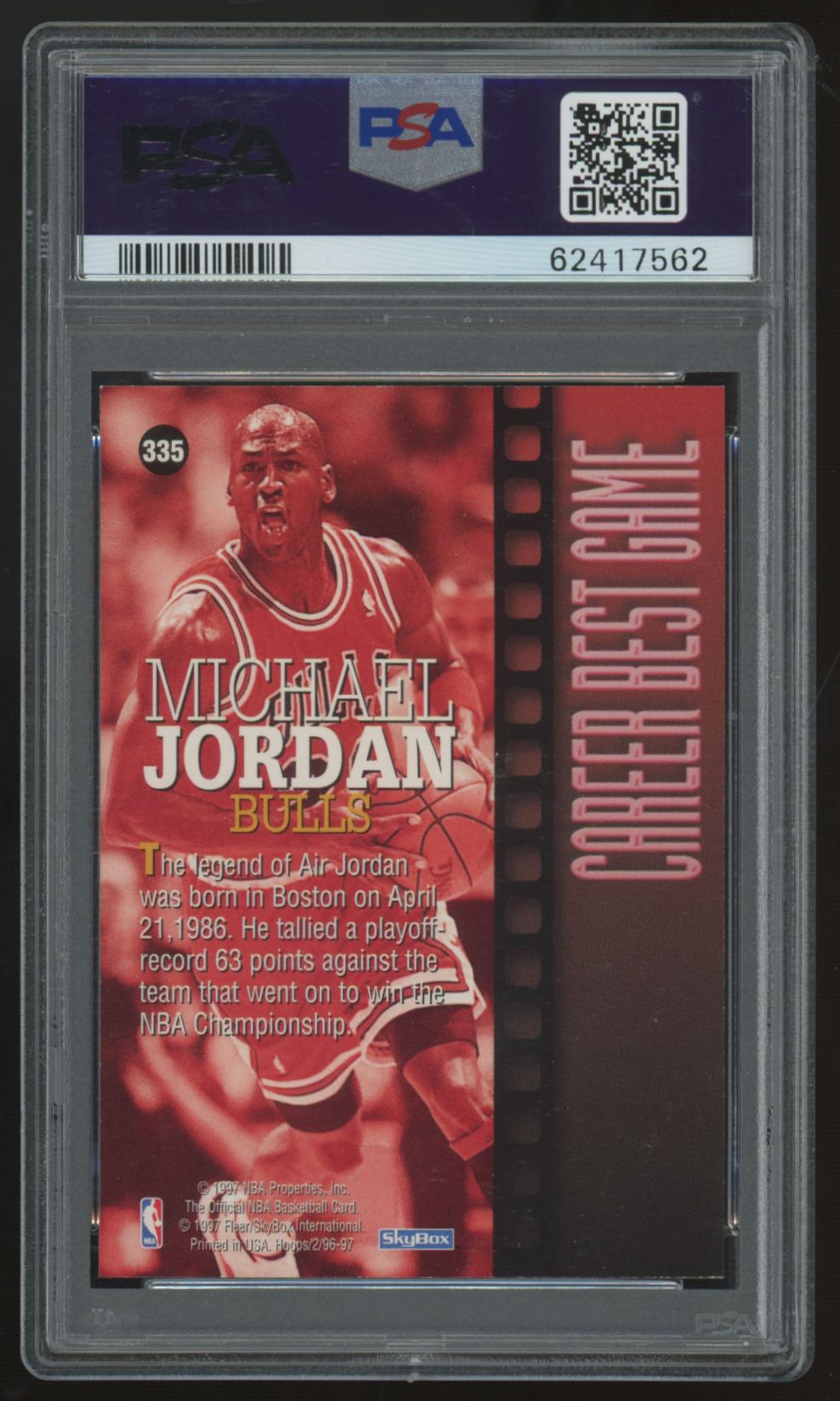 1996-97 NBA Hoops Michael Jordan #335 PSA 9