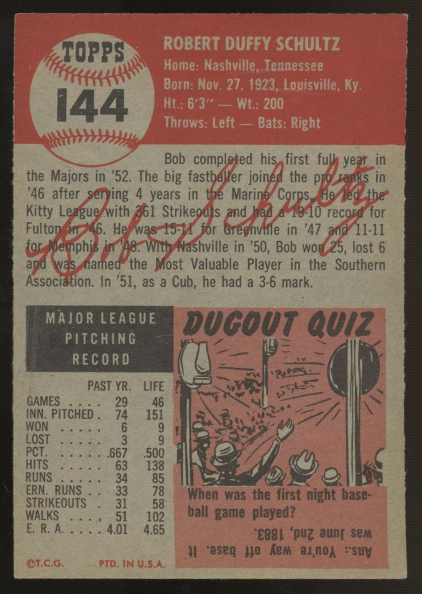 1953 Topps Bob Schultz #144 EX/MT