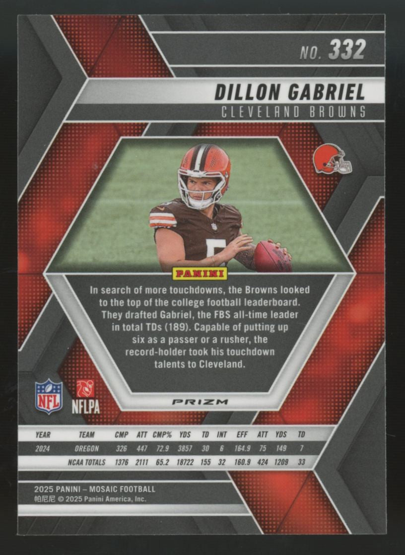 2025 Panini Mosaic Dillon Gabriel RC Cookies SSP #332