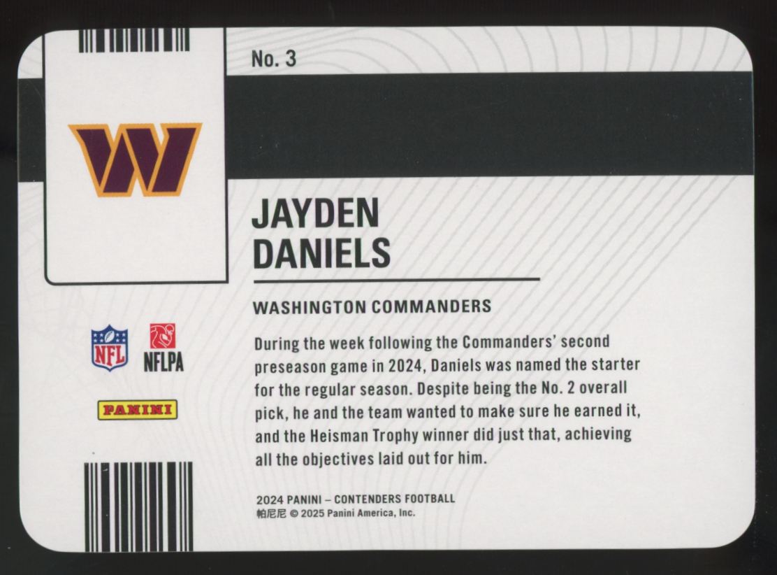 2024 Panini Contenders Jayden Daniels RC Permit To Dominate SSP #3