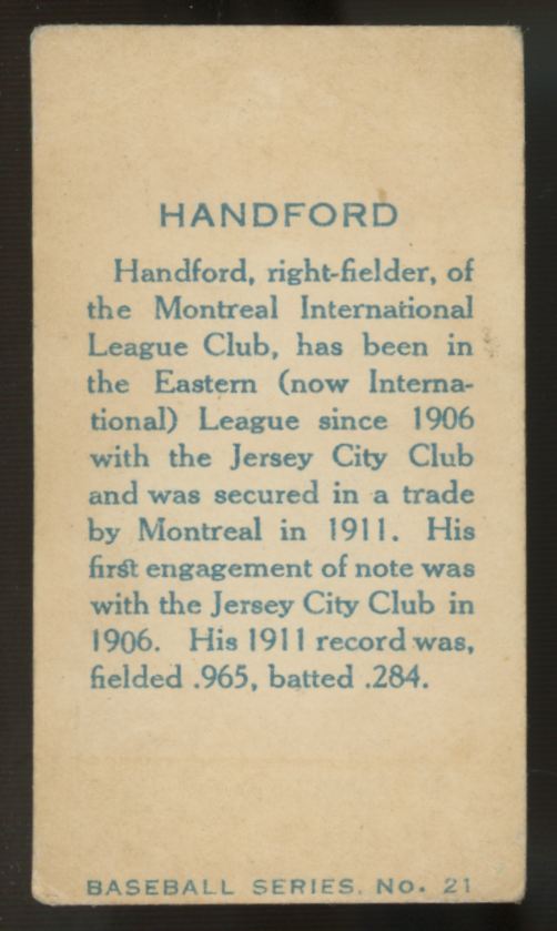 1912 C46 Imperial Charles Handford #21 VG/EX