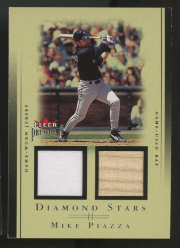 2002 Fleer Premium Mike Piazza Diamond Stars Dual Relic Bat & Jersey /100