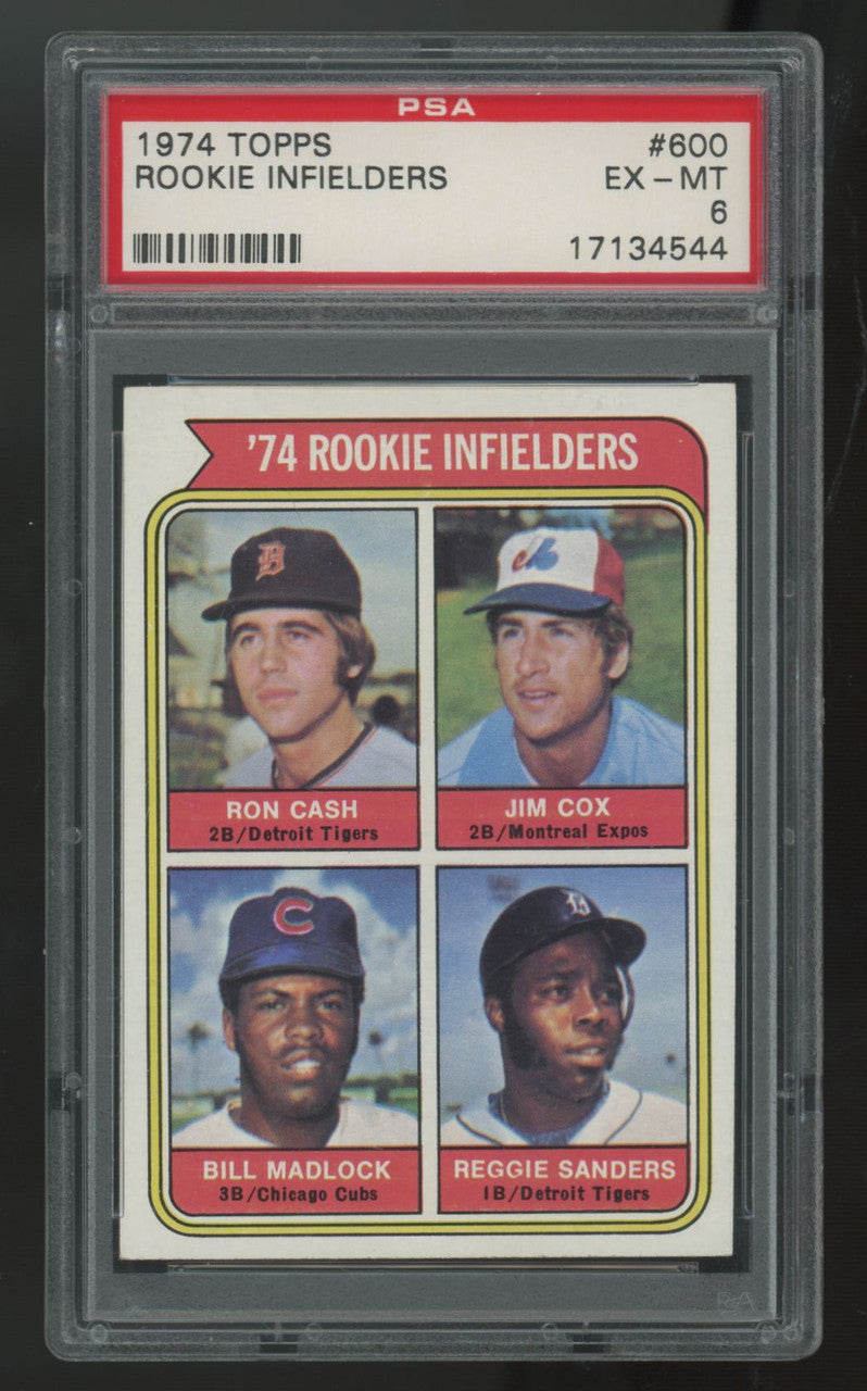 1974 Topps Cash/Cox/Madlock/Sanders RC Rookie Infielders #600 PSA 6