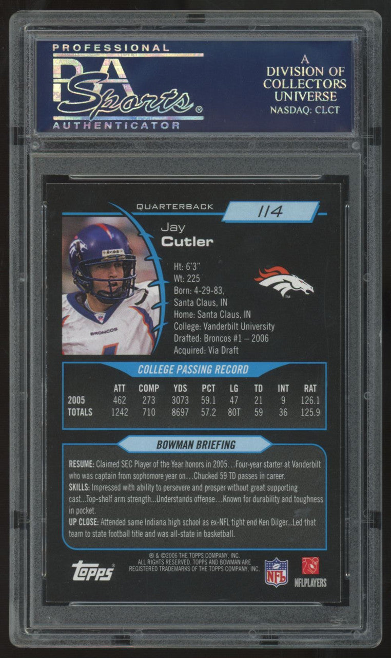 2006 Bowman Jay Cutler RC #114 PSA 10