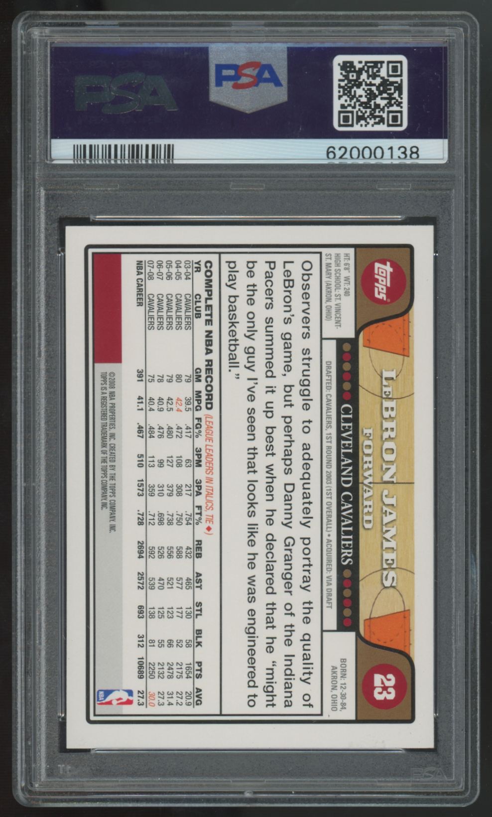 2008-09 Topps LeBron James #23 PSA 10