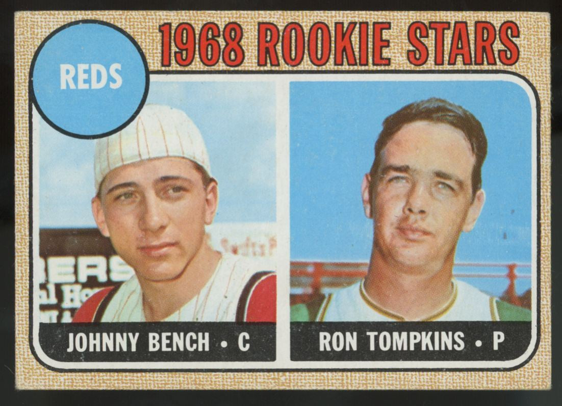 1968 Topps Johnny Bench, Ron Tompkins RC Rookie stars #247 VG/EX