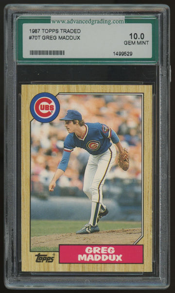 1987 Topps Traded Greg Maddux RC #70T  AGS 10